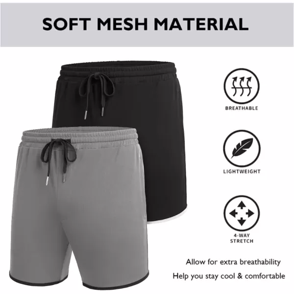 COOFANDY Men's 2 Pack Gym Workout Shorts Running Athletic Shorts 5 inch inseam Bodybuilding Training Short Pants with Pockets