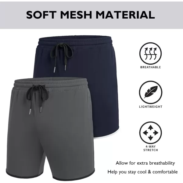 COOFANDY Men's 2 Pack Gym Workout Shorts Running Athletic Shorts 5 inch inseam Bodybuilding Training Short Pants with Pockets
