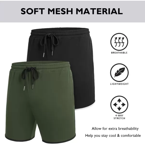 COOFANDY Men's 2 Pack Gym Workout Shorts Running Athletic Shorts 5 inch inseam Bodybuilding Training Short Pants with Pockets