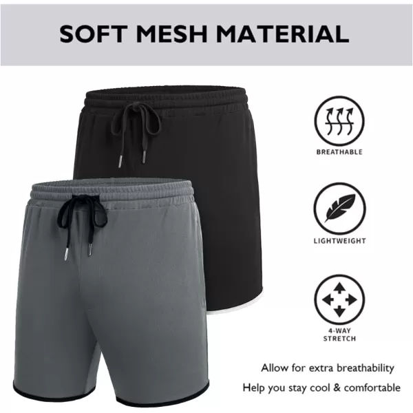 COOFANDY Men's 2 Pack Gym Workout Shorts Running Athletic Shorts 5 inch inseam Bodybuilding Training Short Pants with Pockets