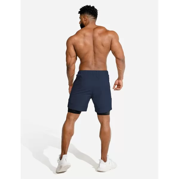 COOFANDY Men's 2 Pack Running Shorts 2 in 1 Workout Shorts Quick Dry Gym Training Athletic Jogger with Phone Pockets