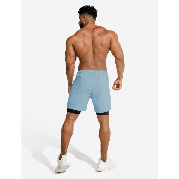 COOFANDY Men's 2 Pack Running Shorts 2 in 1 Workout Shorts Quick Dry Gym Training Athletic Jogger with Phone Pockets