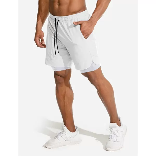 COOFANDY Men's 2 Pack Running Shorts 2 in 1 Workout Shorts Quick Dry Gym Training Athletic Jogger with Phone Pockets