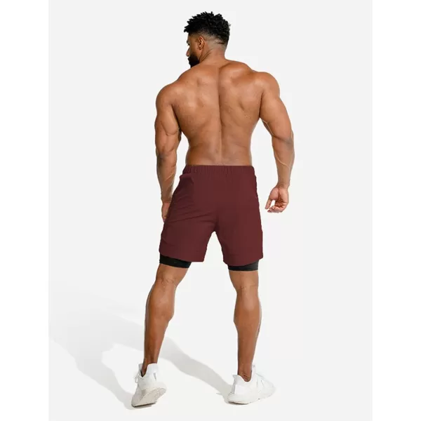 COOFANDY Men's 2 Pack Running Shorts 2 in 1 Workout Shorts Quick Dry Gym Training Athletic Jogger with Phone Pockets