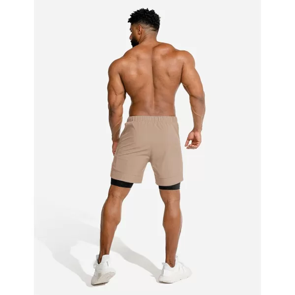 COOFANDY Men's 2 Pack Running Shorts 2 in 1 Workout Shorts Quick Dry Gym Training Athletic Jogger with Phone Pockets