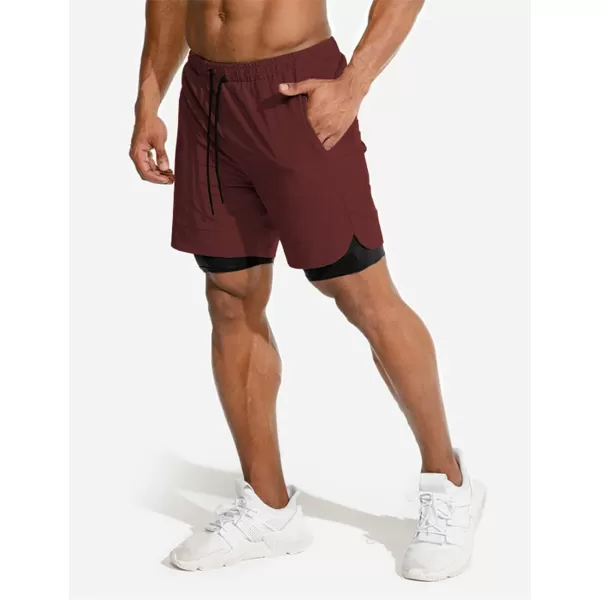 COOFANDY Men's 2 Pack Running Shorts 2 in 1 Workout Shorts Quick Dry Gym Training Athletic Jogger with Phone Pockets