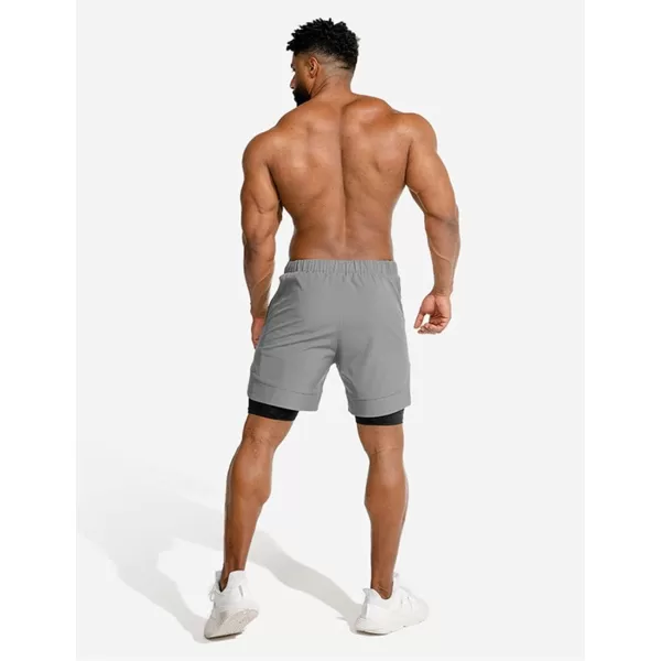 COOFANDY Men's 2 Pack Running Shorts 2 in 1 Workout Shorts Quick Dry Gym Training Athletic Jogger with Phone Pockets