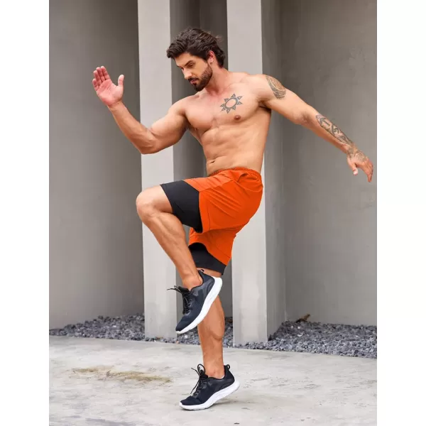 COOFANDY Men's 2 Pack Running Shorts 2 in 1 Workout Shorts Quick Dry Gym Training Athletic Jogger with Phone Pockets