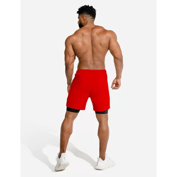 COOFANDY Men's 2 Pack Running Shorts 2 in 1 Workout Shorts Quick Dry Gym Training Athletic Jogger with Phone Pockets