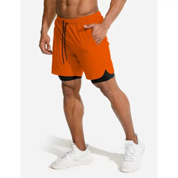 COOFANDY Men's 2 Pack Running Shorts 2 in 1 Workout Shorts Quick Dry Gym Training Athletic Jogger with Phone Pockets