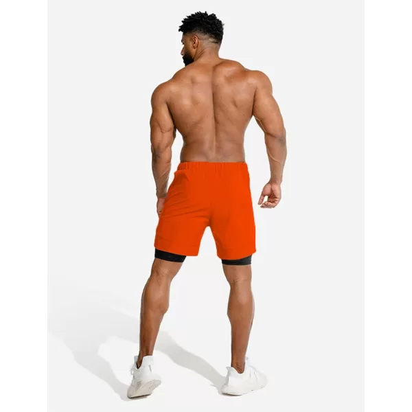 COOFANDY Men's 2 Pack Running Shorts 2 in 1 Workout Shorts Quick Dry Gym Training Athletic Jogger with Phone Pockets