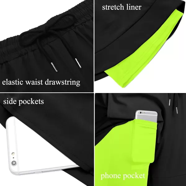 COOFANDY Men's 2 Pack Running Shorts 2 in 1 Workout Shorts Quick Dry Gym Training Athletic Jogger with Phone Pockets+navy Blue)