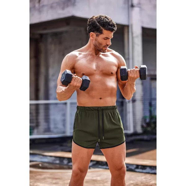 COOFANDY Men's 2 Pack Running Shorts 3 Inch Lightweight Quick Dry Athletic Gym Workout Shorts with Zipper Pockets