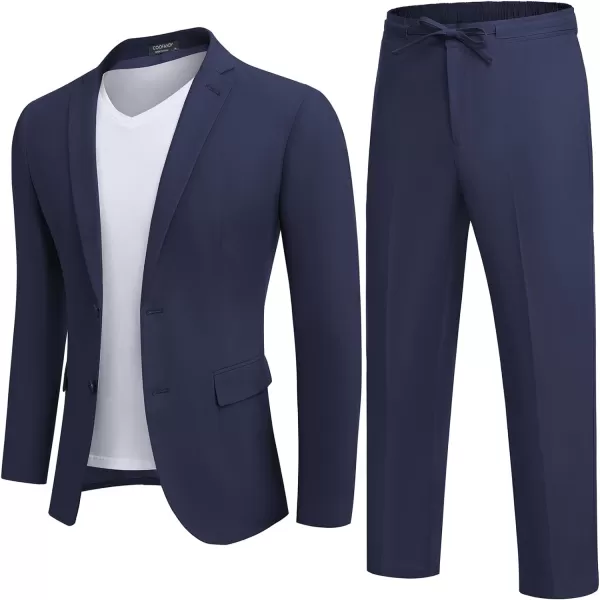 COOFANDY Men's 2 Piece Linen Suits Set Regular Fit Casual Lightweight Blazer Jacket and Pants
