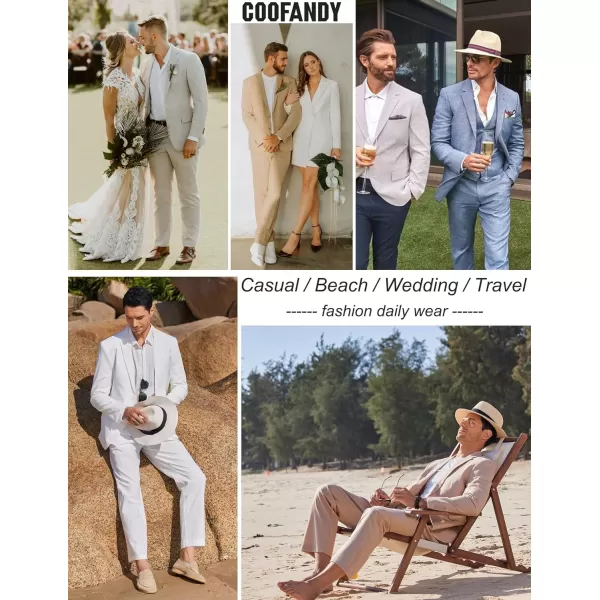 COOFANDY Men's 2 Piece Linen Suits Set Regular Fit Casual Lightweight Blazer Jacket and Pants