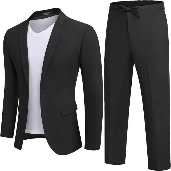 COOFANDY Men's 2 Piece Linen Suits Set Regular Fit Casual Lightweight Blazer Jacket and Pants
