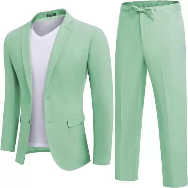 COOFANDY Men's 2 Piece Linen Suits Set Regular Fit Casual Lightweight Blazer Jacket and Pants