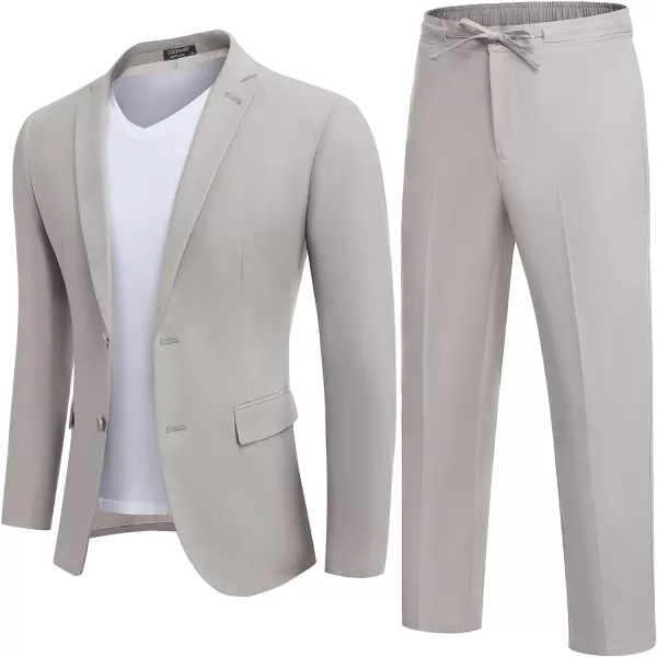 COOFANDY Men's 2 Piece Linen Suits Set Regular Fit Casual Lightweight Blazer Jacket and Pants