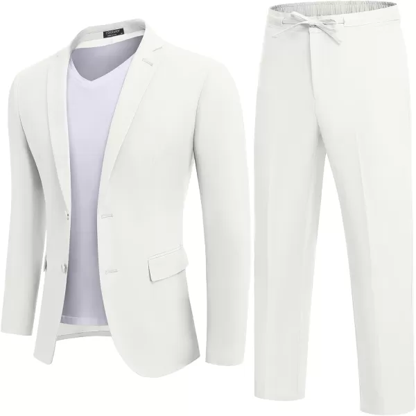 COOFANDY Men's 2 Piece Linen Suits Set Regular Fit Casual Lightweight Blazer Jacket and Pants