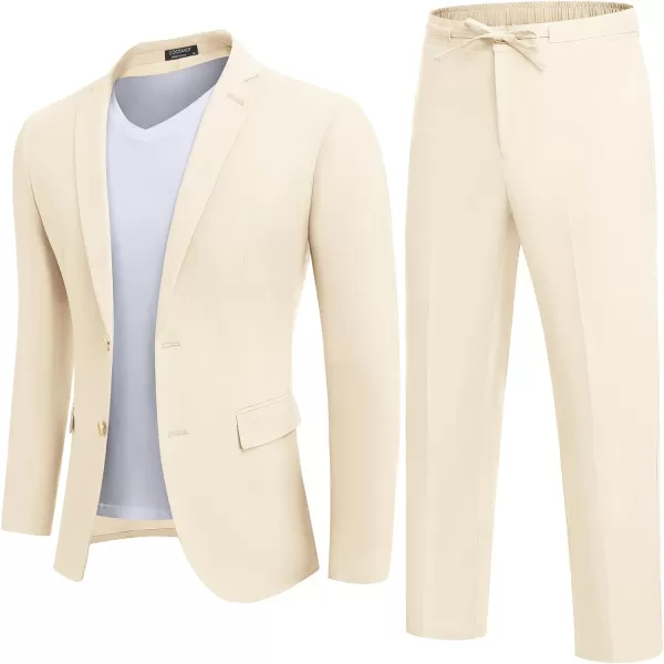 COOFANDY Men's 2 Piece Linen Suits Set Regular Fit Casual Lightweight Blazer Jacket and Pants