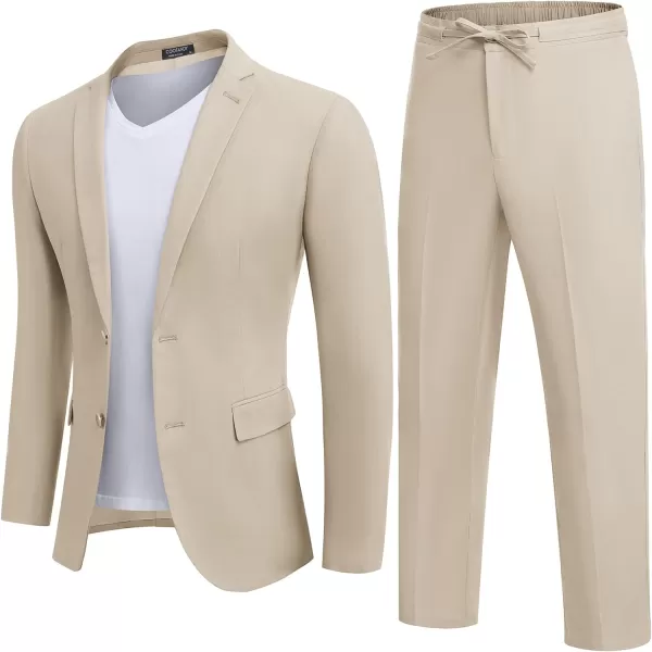 COOFANDY Men's 2 Piece Linen Suits Set Regular Fit Casual Lightweight Blazer Jacket and Pants