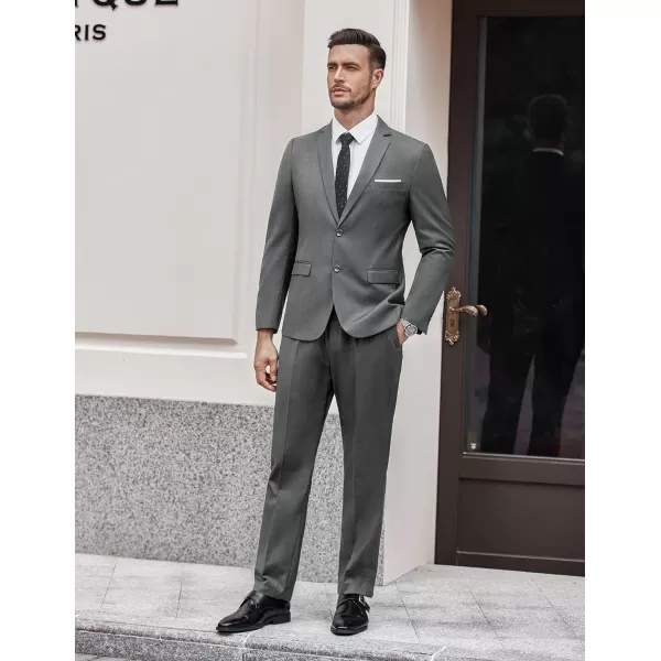 COOFANDY Men's 2 Piece Suit Slim Fit Dress Suits 2 Button Solid Blazer Jacket Pants for Business Dinner Wedding Prom