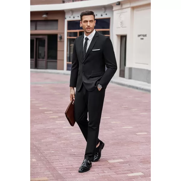 COOFANDY Men's 2 Piece Suit Slim Fit Dress Suits 2 Button Solid Blazer Jacket Pants for Business Dinner Wedding Prom
