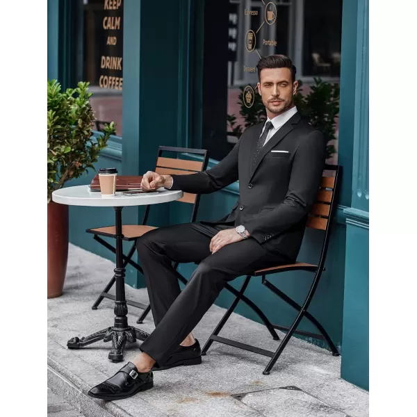 COOFANDY Men's 2 Piece Suit Slim Fit Dress Suits 2 Button Solid Blazer Jacket Pants for Business Dinner Wedding Prom