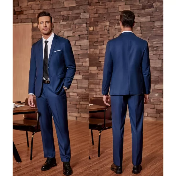 COOFANDY Men's 2 Piece Suit Slim Fit Dress Suits 2 Button Solid Blazer Jacket Pants for Business Dinner Wedding Prom