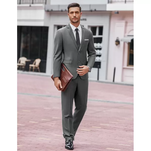 COOFANDY Men's 2 Piece Suit Slim Fit Dress Suits 2 Button Solid Blazer Jacket Pants for Business Dinner Wedding Prom