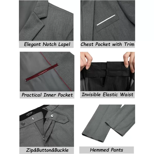 COOFANDY Men's 2 Piece Suit Slim Fit Dress Suits 2 Button Solid Blazer Jacket Pants for Business Dinner Wedding Prom