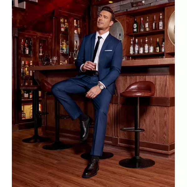 COOFANDY Men's 2 Piece Suit Slim Fit Dress Suits 2 Button Solid Blazer Jacket Pants for Business Dinner Wedding Prom