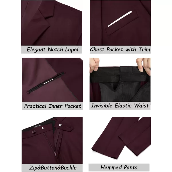 COOFANDY Men's 2 Piece Suit Slim Fit Dress Suits 2 Button Solid Blazer Jacket Pants for Business Dinner Wedding Prom