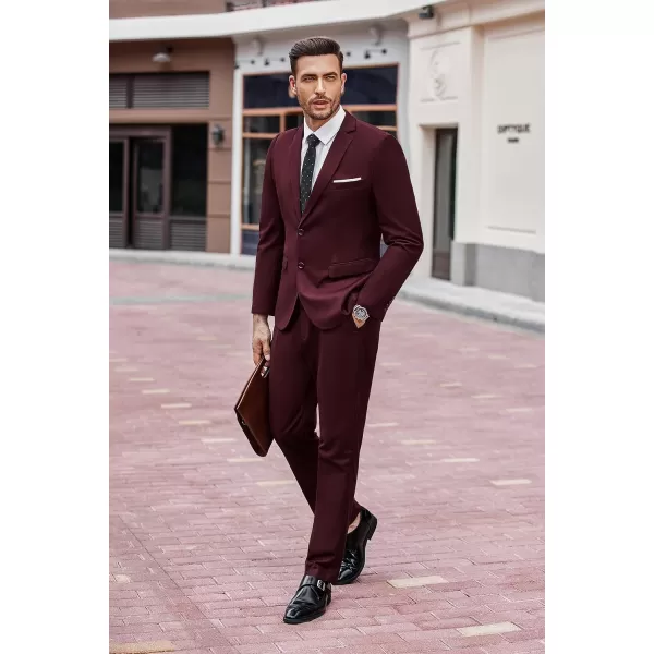 COOFANDY Men's 2 Piece Suit Slim Fit Dress Suits 2 Button Solid Blazer Jacket Pants for Business Dinner Wedding Prom