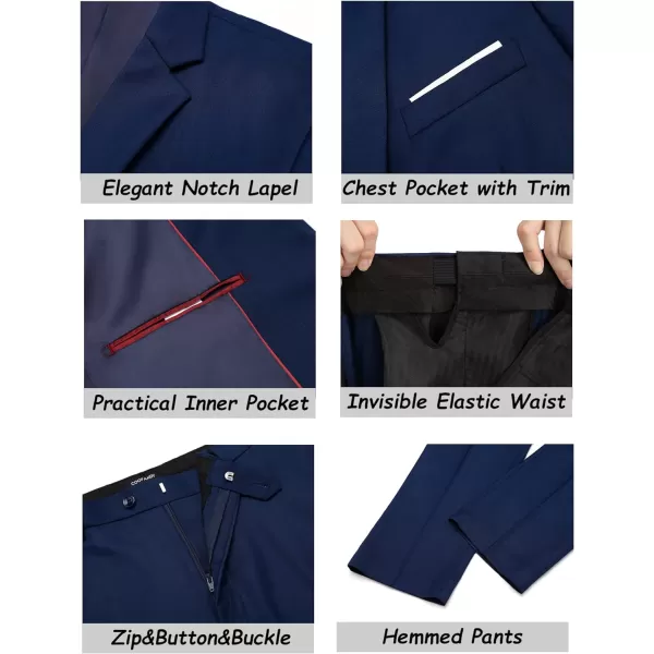 COOFANDY Men's 2 Piece Suit Slim Fit Dress Suits 2 Button Solid Blazer Jacket Pants for Business Dinner Wedding Prom