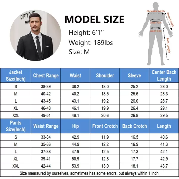 COOFANDY Men's 2 Piece Suit Slim Fit Dress Suits 2 Button Solid Blazer Jacket Pants for Business Dinner Wedding Prom