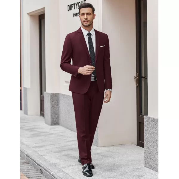 COOFANDY Men's 2 Piece Suit Slim Fit Dress Suits 2 Button Solid Blazer Jacket Pants for Business Dinner Wedding Prom