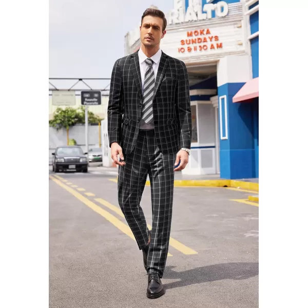 COOFANDY Men's 2 Piece Suits Classic Fit 2 Button Dress Suits Tuxedo Jacket Blazer for Wedding Business Dinner Prom)
