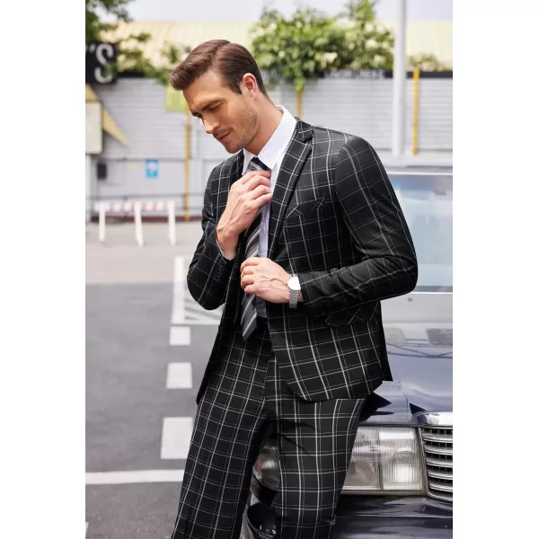 COOFANDY Men's 2 Piece Suits Classic Fit 2 Button Dress Suits Tuxedo Jacket Blazer for Wedding Business Dinner Prom)