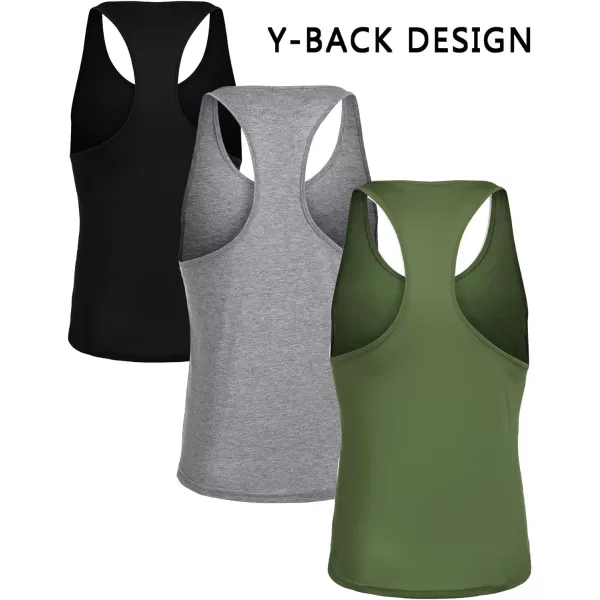 COOFANDY Men's 3 Pack Tank Tops Gym Workout Shirt Y-Back Sleeveless Muscle Fitness Bodybuilding Tank Shirts