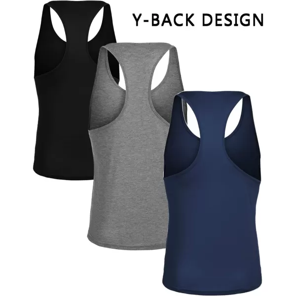 COOFANDY Men's 3 Pack Tank Tops Gym Workout Shirt Y-Back Sleeveless Muscle Fitness Bodybuilding Tank Shirts