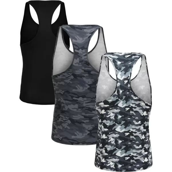 COOFANDY Men's 3 Pack Tank Tops Gym Workout Shirt Y-Back Sleeveless Muscle Fitness Bodybuilding Tank Shirts