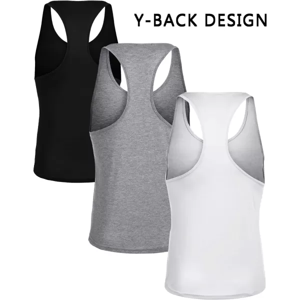 COOFANDY Men's 3 Pack Tank Tops Gym Workout Shirt Y-Back Sleeveless Muscle Fitness Bodybuilding Tank Shirts