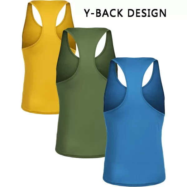COOFANDY Men's 3 Pack Tank Tops Gym Workout Shirt Y-Back Sleeveless Muscle Fitness Bodybuilding Tank Shirts