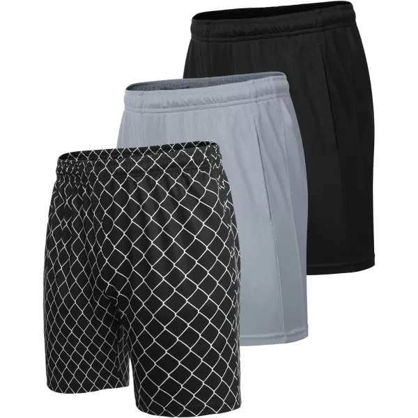 COOFANDY Men's 3 Pack Workout Gym Shorts Mesh Athletic Shorts Lightweight Bodybuilding Training Short Pants with Pockets