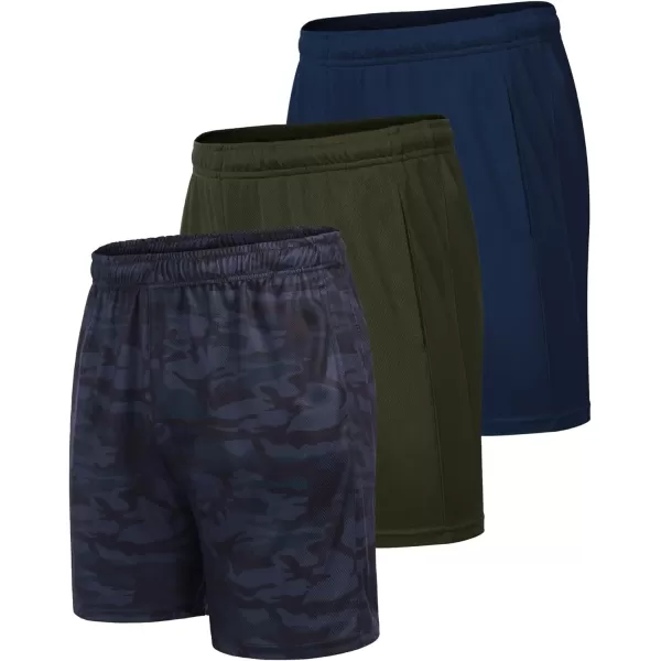 COOFANDY Men's 3 Pack Workout Gym Shorts Mesh Athletic Shorts Lightweight Bodybuilding Training Short Pants with Pockets
