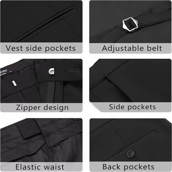 COOFANDY Men's 3 Piece Slim Fit Suit Set One Button Jacket Blazer Vest Pants Set Wedding Formal Prom Tuxedo Suits