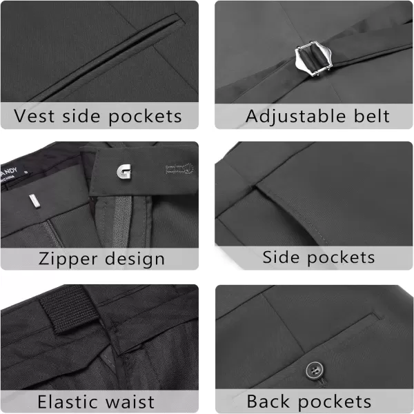 COOFANDY Men's 3 Piece Slim Fit Suit Set One Button Jacket Blazer Vest Pants Set Wedding Formal Prom Tuxedo Suits