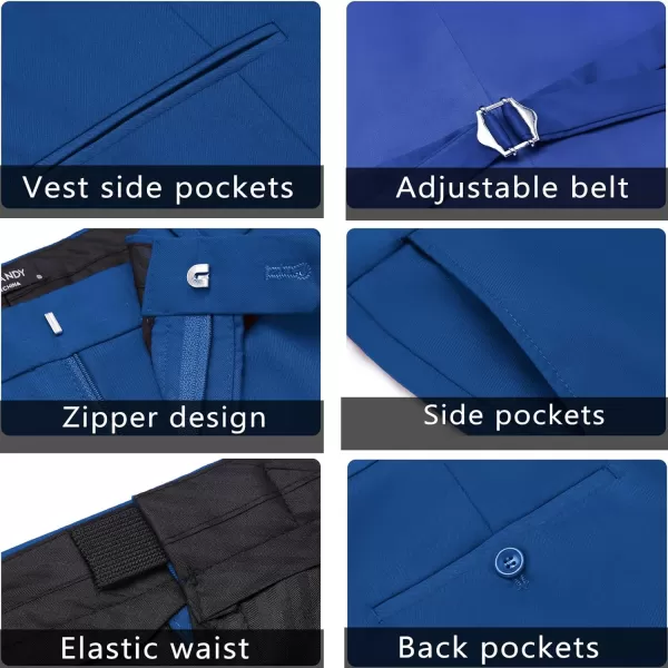 COOFANDY Men's 3 Piece Slim Fit Suit Set One Button Jacket Blazer Vest Pants Set Wedding Formal Prom Tuxedo Suits