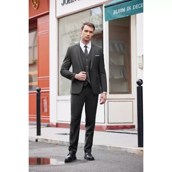 COOFANDY Men's 3 Piece Slim Fit Suit Set One Button Jacket Blazer Vest Pants Set Wedding Formal Prom Tuxedo Suits